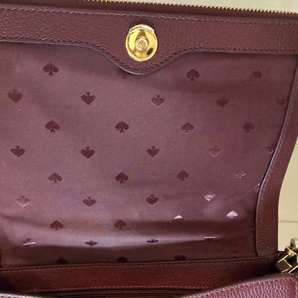 Kate Spade New York Burgundy Pebbled Leather Shoulder Bag Flap Purse - Picture 9 of 9